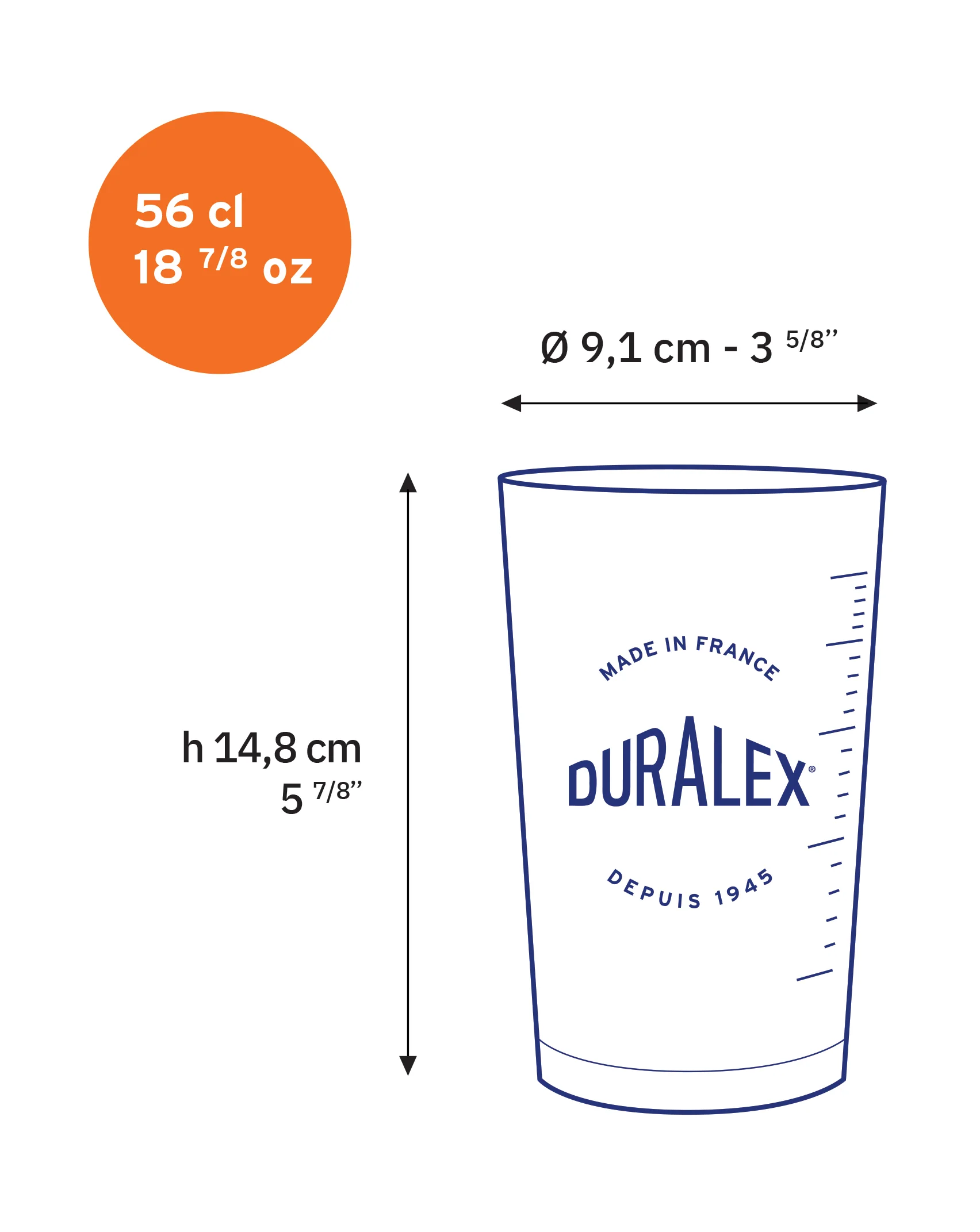 Precisio - Verre doseur / mesureur transparent 56 cl - Image 3